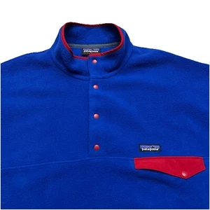 NWOT Patagonia Synchilla Snap-T Fleece Pullover Jacket, Men's Sz M Blue / Red - Picture 1 of 11