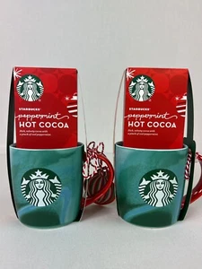 Starbucks Holiday 2024 Gift Set Hot Cocoa 12 oz Coffee Mug Green Set of 2 - Picture 1 of 4
