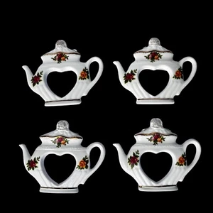 Royal Albert Old Country Roses 1962 Napkin Rings Teapot Set 4 Rare New *Read - Picture 1 of 10