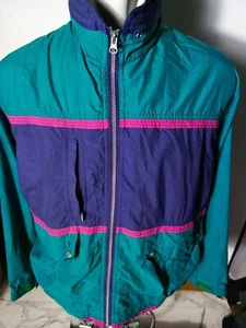 ADRIA ISLAND Brand Windbreaker Jacket Full Zip Green Long Sleeve | P:24.5, L:27 - Picture 1 of 12