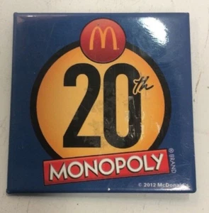 2012 McDonald's 20th Monopoly Pin Badge Pinback Advertising - Picture 1 of 7