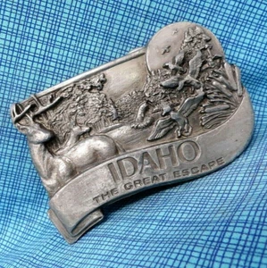 Idaho Wildlife Belt Buckle The Great Escape Sportsman Vtg 880s Bergamot .XTT459 - Picture 1 of 8
