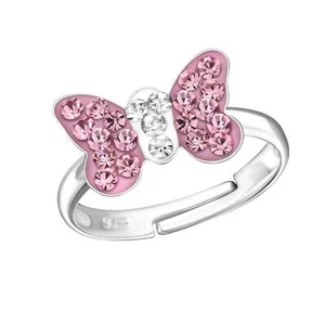 Schmetterling Kinder Ring 925 Silber - Größe 2,5 für Schmuck Geschenk - Picture 1 of 5