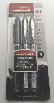 BOLD uni-ball Vision Elite BLX Designer Roller BLUE BLACK RED BLACK VIOLET BLACK
