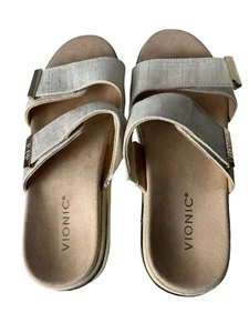 Vionic Brande Klett-Pantoletten Sandalen hellbraun 11 - Bild 1 von 11