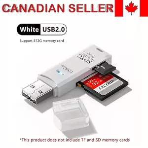 2 in 1 USB 2.0 Card Reader Multi Smart Card reader Memory Card Reader White - Picture 1 of 4