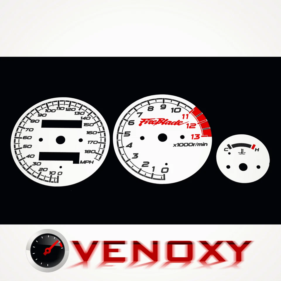 Honda CBR 900 RR 919 SC33 1996-1997 MPH Aftermarket White Gauge Faces - Image 1 of 1