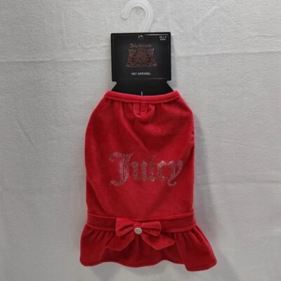 Juicy Couture - Ropa para mascotas/perros - Vestido de terciopelo rosa/rojo - XS/S Foto 1 de 4