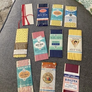 Vintage Bias Tape Rick Rack Lot of 11 Wrights Penney’s Boiltex Wards Trimtex - Picture 1 of 7