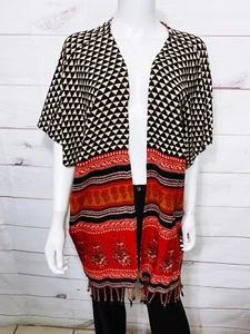 Coldwater Creek Womens Open Shawl Wrap One Size Geometric Floral Fringe Hem - Picture 1 of 13