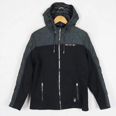 SPYDER Women's Jacket Size L Insulated Black Hooded Polyester Full Zip s12691 - Image 1 of 4
