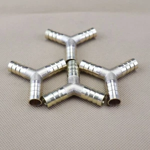 4Pcs Way Brass Hose Barb Fitting Pipe Tubing Splicer Fuel Water Gas Air 3/8" Y-3 - Picture 1 of 7