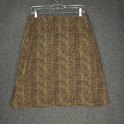 First Issue Liz Claiborne 蛇皮裙女式 12 棕褐色内衬侧拉链 — 第 1/4 张图片