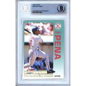 Tony Pena Auto 1992 Fleer #43 Boston Red Sox Autographed Card Beckett BAS Slab - Picture 1 of 5