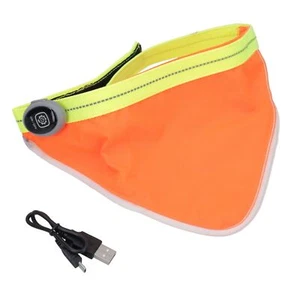M/L Flashing Reflective Dog Bandanna 3 Light Settings For Dog Walking At Night - Picture 1 of 5