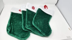 Faux Fur Stocking Green/White Cuff Furry 14" Christmas Holiday Time set of 4 - Picture 1 of 1