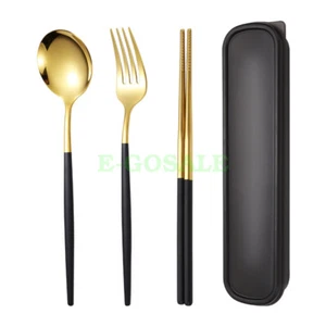 Dreiteiliges Set Edelstahl Löffel, Essstäbchen, Gabeln, Geschirr NEU - Bild 1 von 25