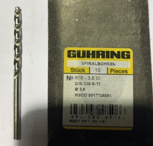 1 Guhring 605 3.6mm HSCO Type-Ti Split Point Drill Bit For Titanium & Stainless - Picture 1 of 4