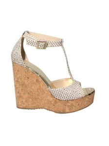Jimmy Choo geprägte Ledersandalen mit Schlangendruck mit Keilabsatz (GRÖSSE 39) - Bild 1 von 6