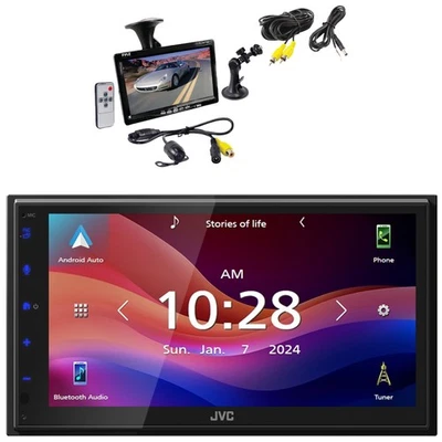 JVC Single-DIN Bluetooth USB/MP3 Digital Media Receiver, Rearview Backup Camera - Image 1 of 4