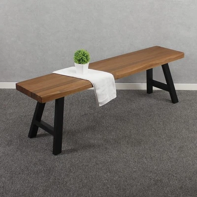 Banco de madera blanda para exteriores de 55 pulgadas, banco de picnic para patio, madera sin respaldo con acabado en aceite... Foto 1 de 4