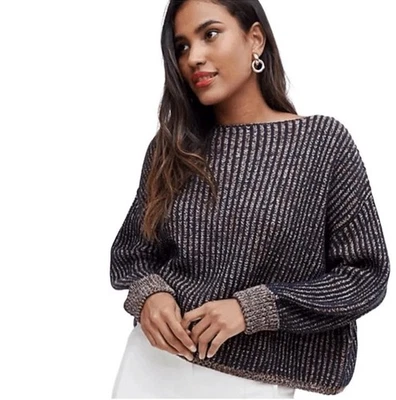 Suéter de punto grueso French Connection Millie Mozart talla L cuadrado de gran tamaño acogedor Foto 1 de 4