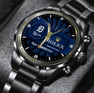 Detroit Tiger Schwarz Edelstahl Uhr Geschenk für Fans - Bild 1 von 5