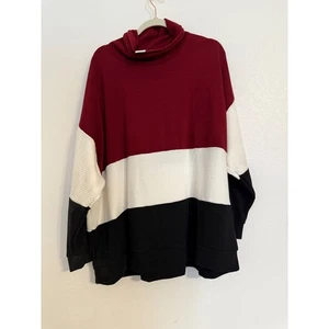 Maglione pullover Lane Bryant donna color block maglia a costine collo cappuccio 22/24 - Foto 1 di 4