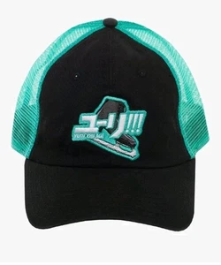 Yuri On Ice Mesh Back Adjustable Snapback Cap Trucker Hat Black Green - Picture 1 of 2