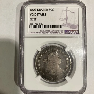 1807 Draped Bust Half Dollar - NGC  Bent  VG Details.  CHOICE FOR THE GRADE! - Image 1 of 2