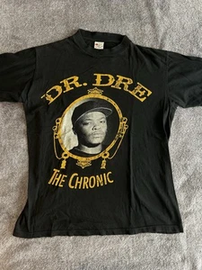 T-shirt Dr Dre vintage anni 90 uomo L nera il braccio della morte cronico stivali maglietta rap SS - Foto 1 di 14