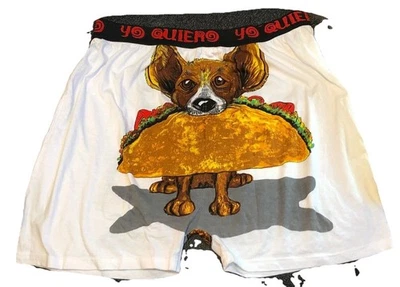 🤣 Brevemente declarado ~ YO QUIERO Taco Bell Perro Boxer Ropa Interior Corta Hombres Talla L 36-38 Foto 1 de 3