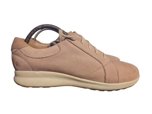 Clarks Unstructured Un Adorn Encaje Polvoriento Rosa Cuero Nubuck Tenis Para Mujer 7E - Imagen 1 de 6