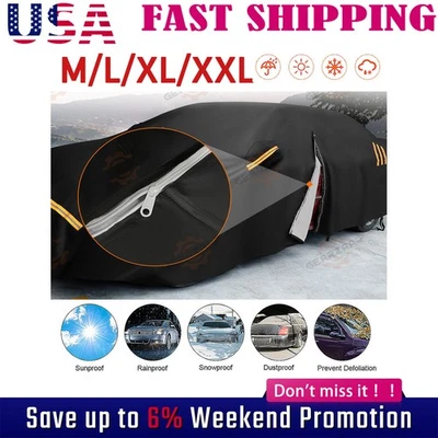 210D Cubierta Coche UV Sol Nieve Resistente al Polvo Exterior Protección y Cremallera Puerta Foto 1 de 4