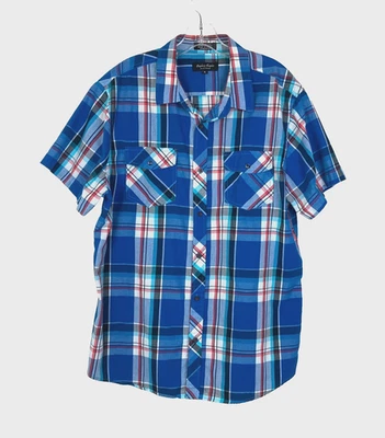 Eighty Eight Men's Platinum Button Down Shirt Size XL Blue Red Plaid Western - Image 1 of 4