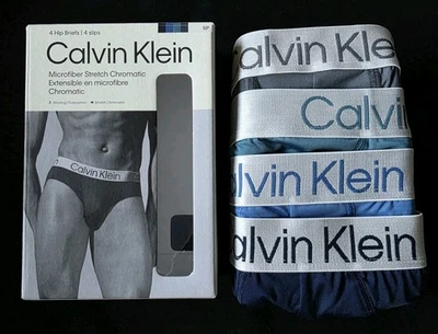 CALVIN KLEIN  MICROFIBER STRETCH 4-PACK HIP BRIEFS MENS UNDERWEAR #NP27440-NWT - Image 1 of 4