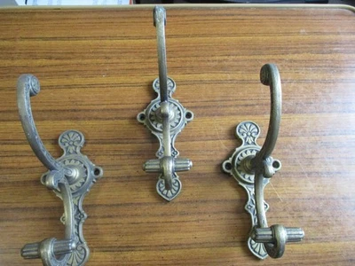 3 Patères Bronze Massif - Porte-Manteaux - Objets déco Camion Frères CF - Photo 1/4