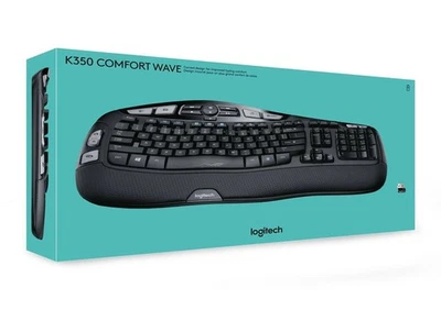 Logitech K350 Wireless Wave Ergonomic Keyboard Black 920-001996 Y-R0053 NEW - Image 1 of 4