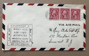 1929 Steubenville OH Beverly Hills Airport Opening Airmail Cover FFC - Picture 1 of 8