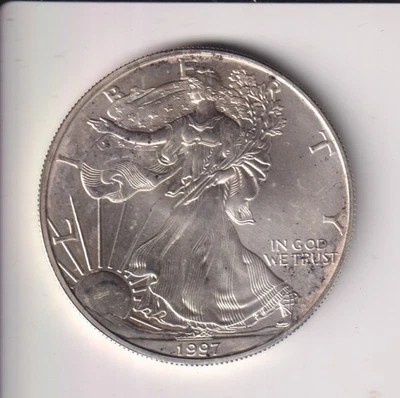 1997 AMERICAN SILVER EAGLE $1 DOLLAR 1 OZ .999 SILVER COIN UNITED STATE MINT - Image 1 of 2