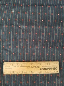 Heritage Square Sandy Gervais Moda Cotton Fabric Navy Stripe Red Flowers BTHY - Picture 1 of 3