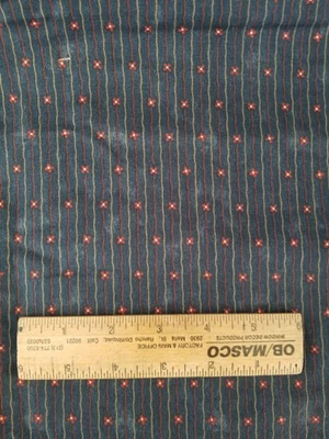 Heritage Square Sandy Gervais Moda Cotton Fabric Navy Stripe Red Flowers BTHY - Image 1 of 3