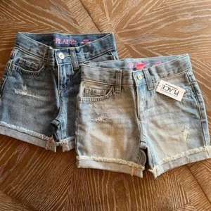 NEW The Children's Place Midi  Denim Adjustable Waist Shorts 2 Pack Girls size 4 - Picture 1 of 8