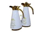 Set of 2 Luxury Arabic Style Flask Shai Kahwa Vacuum Jug Thermos Silver 1L