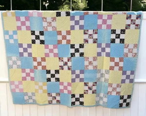 Stunning Nine Patch Vintage Antique Quilt West Virginia 80x 62 - Picture 1 of 8