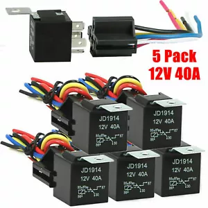 5X 12V DC 40A 5Pin Relay Switch Harness Socket Waterproof Automotive SPDT Car - Picture 1 of 11