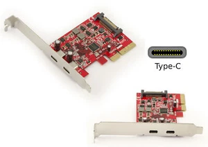 Range Pro - Card Pcie 3.0 4x - 2 X USB 3.1 10GBps Type C - High Low Profile - Picture 1 of 2