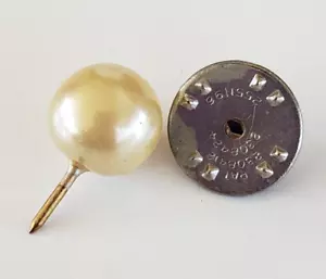 Vintage Faux Pearl Tie Tack Pin 3/8" Silver Tone Metal - Picture 1 of 3