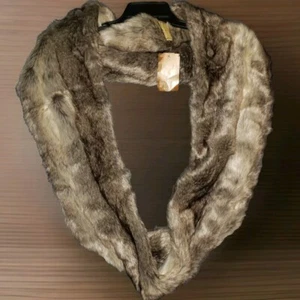 NEW SOFT SURROUNDINGS FAUX FUR INFINITY SCARF BEIGE BROWN WINTER WOMENS - Picture 1 of 10