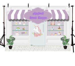 Colorful Ice Cream Store Photography Background Flowers Balloons Studio Backdrop